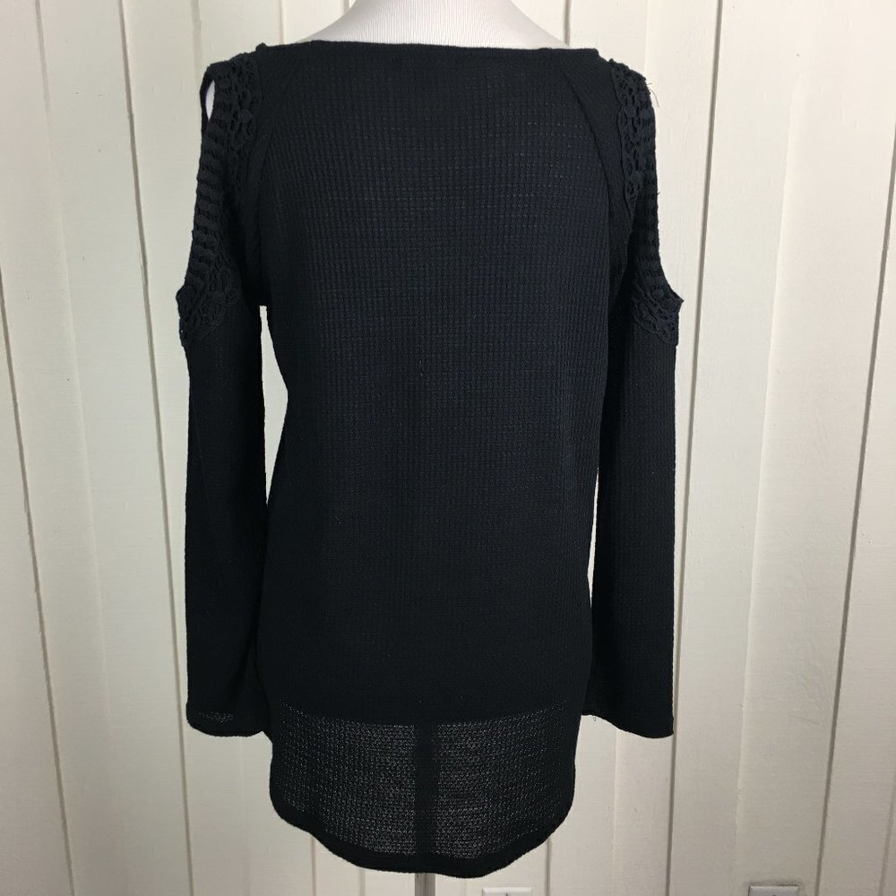 RXB Pullover Cold Shoulder Knit Top Black - Picture 4 of 7